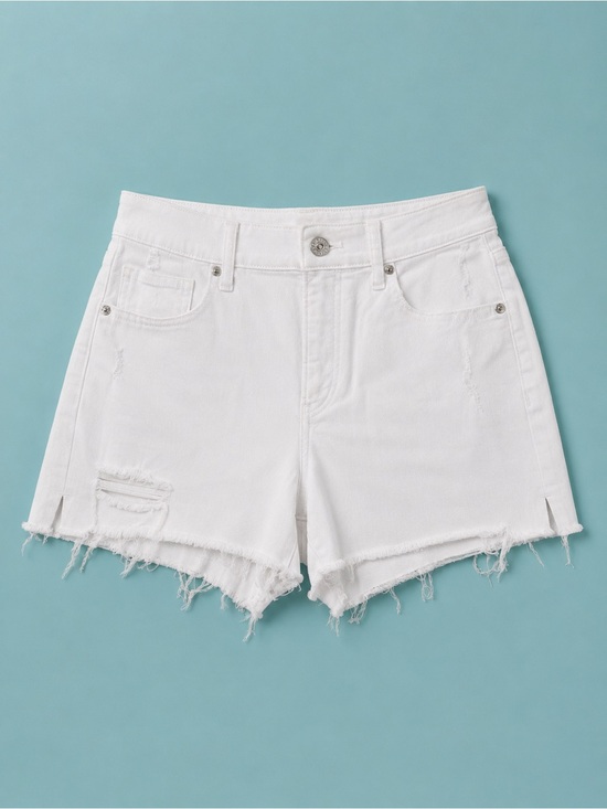 Express Pants - Express ’90s High Rise White Distressed Denim Shorts Size 10 Raw Hem